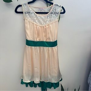 Gold Stone satin lace romantic dress